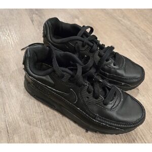 🔥Nike Air Max 90 LTR Leather Triple Black‎ Kids Sneakers Size 2Y
